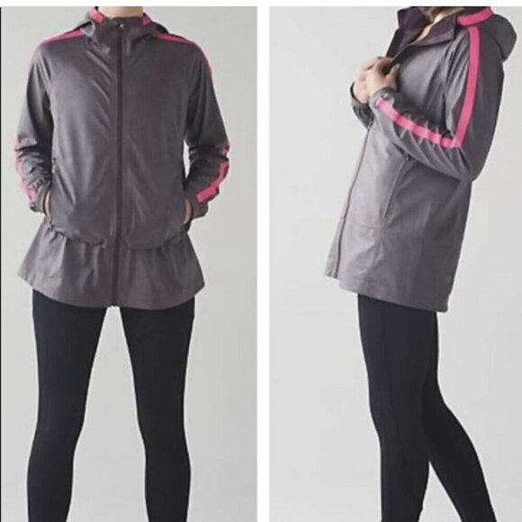 Lululemon The Drizz Lightweight Rain Jacket in Black Cherry Size 4 - Picture 3 of 16